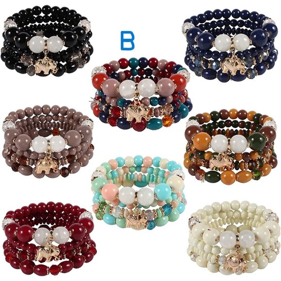 Groups of 8 Bohemian Bracelets for Women Stretch Multilayer Colorful Be… - Picture 2 of 10